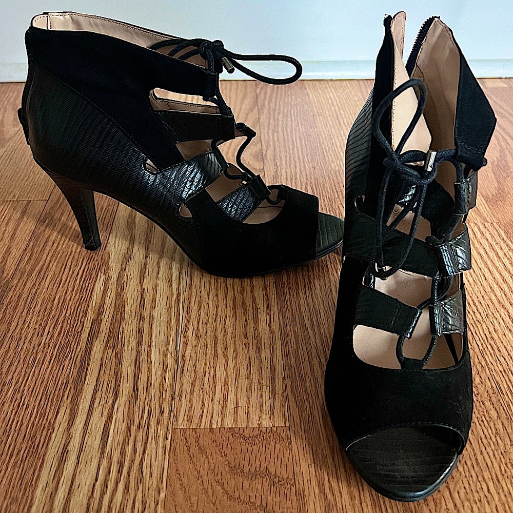 Nine West Lace-up Stilettos w/ suede detail